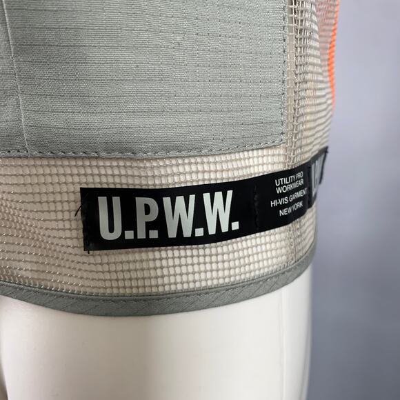 U.P.W.W. Size XS Grey Orange Mesh Polyurethane Utility Vest - Picture 2 of 7